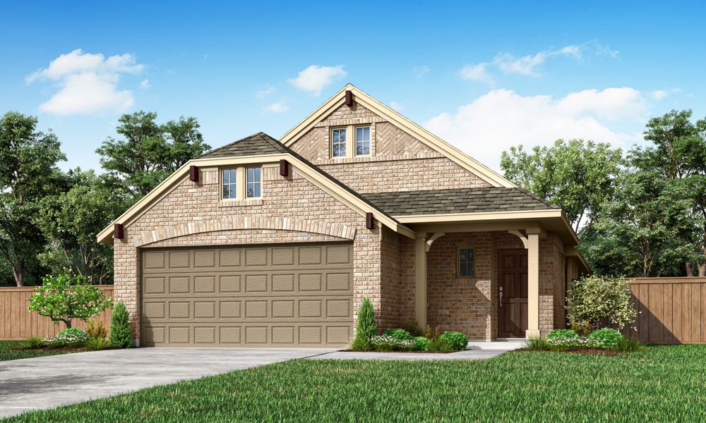 Representative exterior photo of a completed home built from the Corrigan by Pacesetter Homes in The Reserve at Spiritas Ranch, Little Elm, TX (Image 14). Representative exterior photo of a completed home built from the Corrigan by Pacesetter Homes in The Reserve at Spiritas Ranch, Little Elm, TX (Image 14).