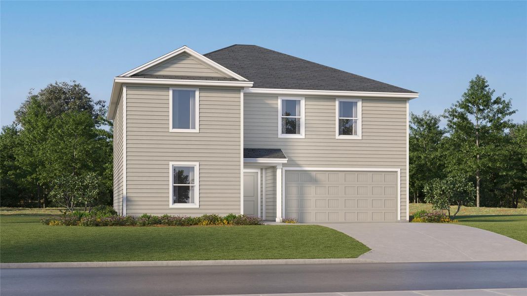 Front exterior of a new home in River Bridge Ranch, San Marcos, TX, highlighting curb appeal (Image 21).