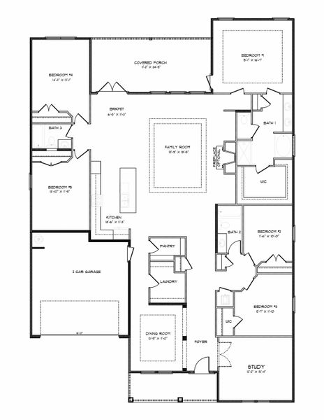2D floor plan layout for the The Mckenzie by D.R. Horton in Liberty, Panama City, FL (Image 5).