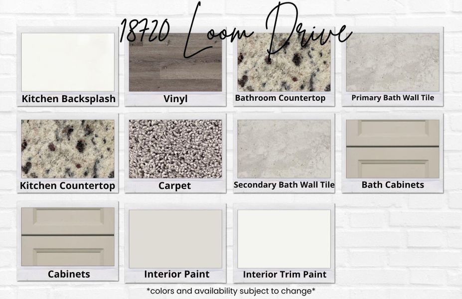 Sample of building materials used in homes in The Enclave at Spring Branch, Montgomery (Image 4).