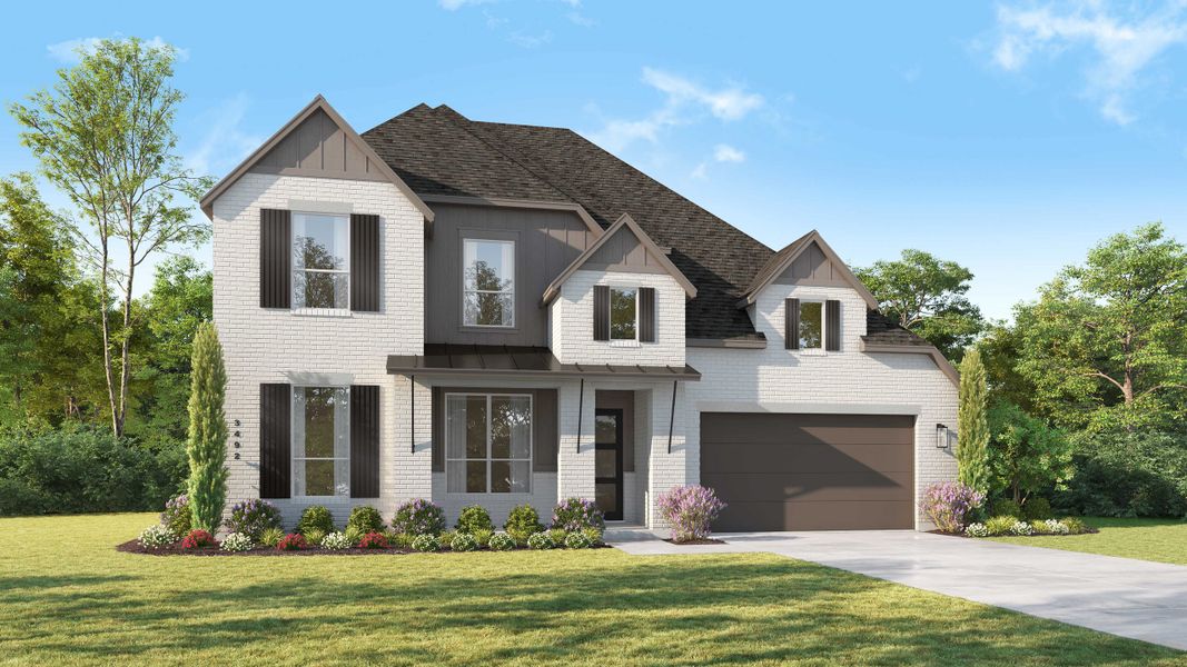 Representative exterior photo of a completed home built from the Foxleigh Plan by Highland Homes in Davis Ranch: 60ft. lots, San Antonio, TX (Image 28).