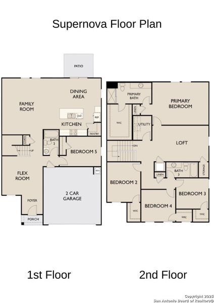 2D floor plan layout of this home in Saddlebrook Ranch, Schertz, TX (Image 3).