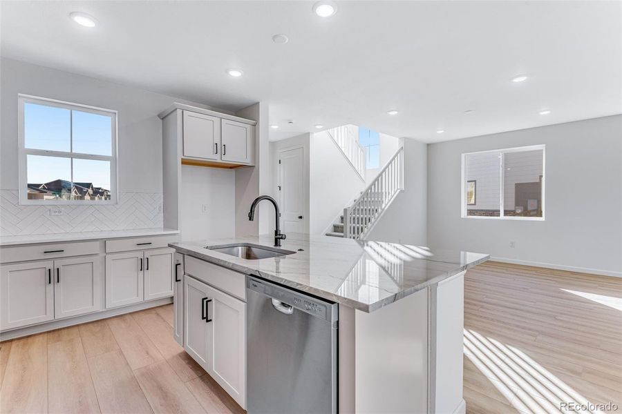 Furnished interior view inside a new home in Painted Prairie, Aurora (Image 12). Furnished interior view inside a new home in Painted Prairie, Aurora (Image 12).
