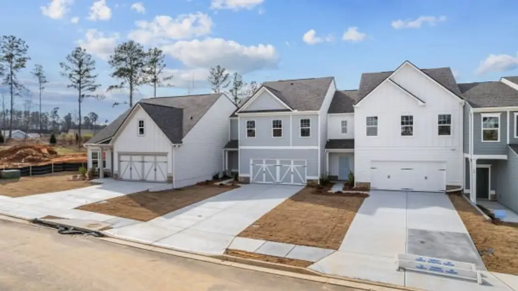 Representative exterior photo of a completed home built from the Bramblewood Townhome by Piedmont Residential in The Retreat at Browns Ridge, Newnan, GA (Image 18).