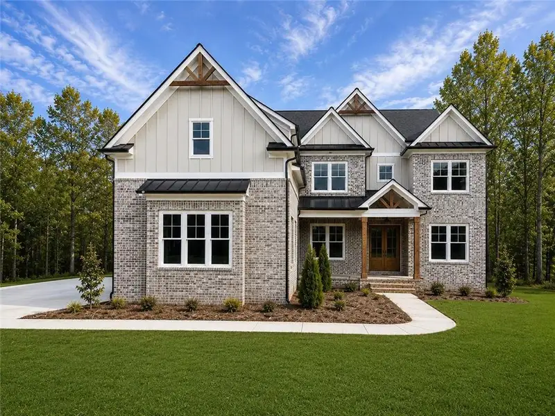 Front exterior of a new home in , Pendergrass, GA, highlighting curb appeal (Image 2). Front exterior of a new home in , Pendergrass, GA, highlighting curb appeal (Image 2).