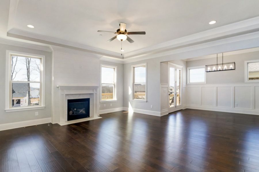 Representative unfurnished interior of a home built from the Brighton by Celebration Homes in Aden Woods Of Castleberry Farms, Fairview (Image 28). Representative unfurnished interior of a home built from the Brighton by Celebration Homes in Aden Woods Of Castleberry Farms, Fairview (Image 28).