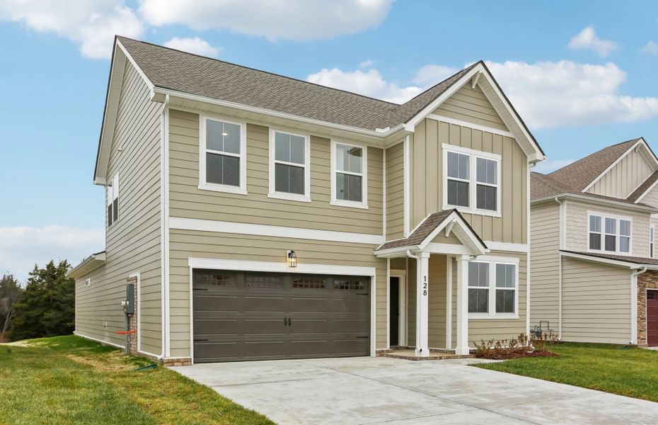 Front exterior of a new home in Ascent at Arbor Ridge, La Vergne, TN, highlighting curb appeal (Image 25). Front exterior of a new home in Ascent at Arbor Ridge, La Vergne, TN, highlighting curb appeal (Image 25).