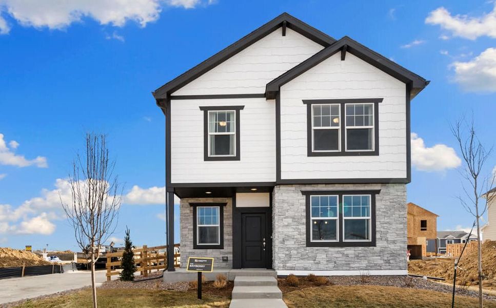 Representative exterior photo of a completed home built from the The Bayberry by Challenger Homes in Sky Ranch - Highland Collection, Watkins, CO (Image 1).