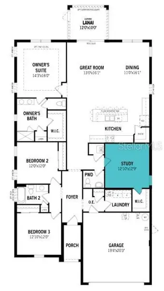 2D floor plan layout of this home in Wellen Park, Venice, FL (Image 4).