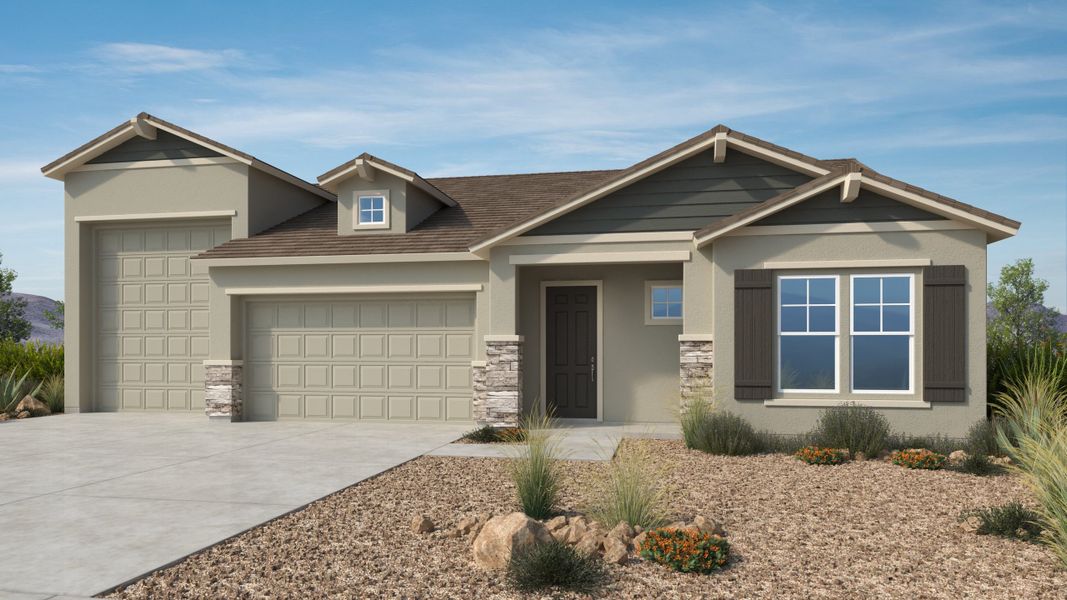 Front exterior of a home in the Verdin Odyssey Collection community, located in Phoenix, AZ (Image 15).