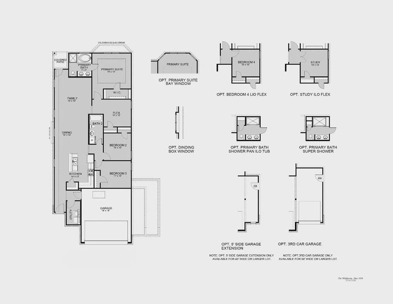 2D floor plan layout for the The Wildflower by Legend Homes in Hunters Ranch, San Antonio, TX (Image 3).