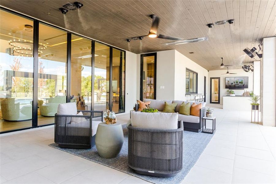 View of patio/terrace with an outdoor living space and ceiling fan View of patio/terrace with an outdoor living space and ceiling fan