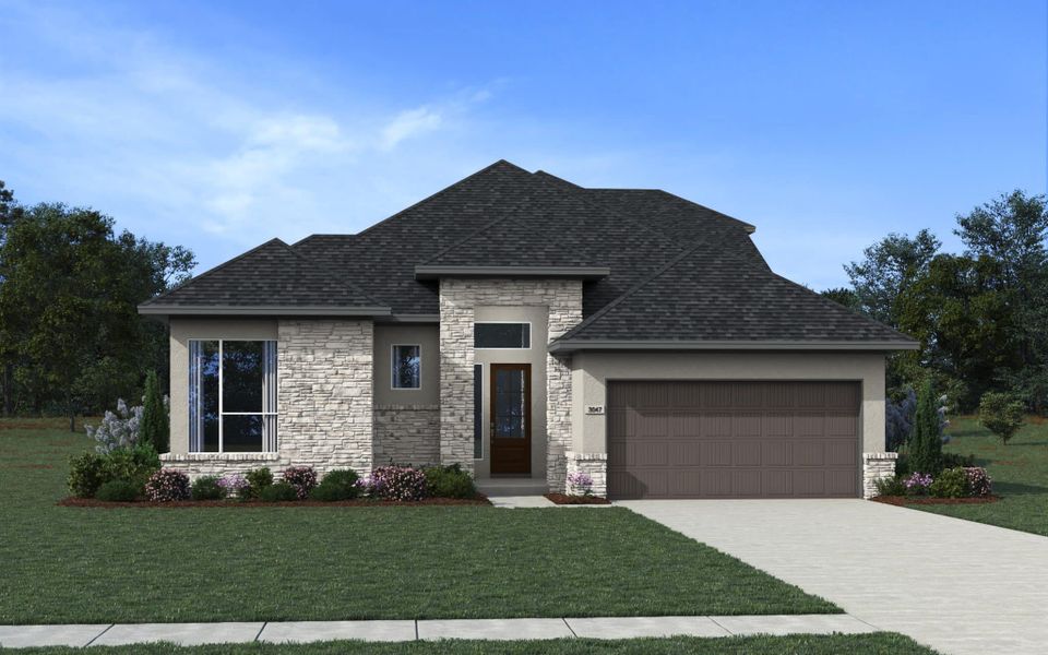 Representative exterior photo of a completed home built from the Olivia by Chesmar Homes in Briarley, Montgomery, TX (Image 6).