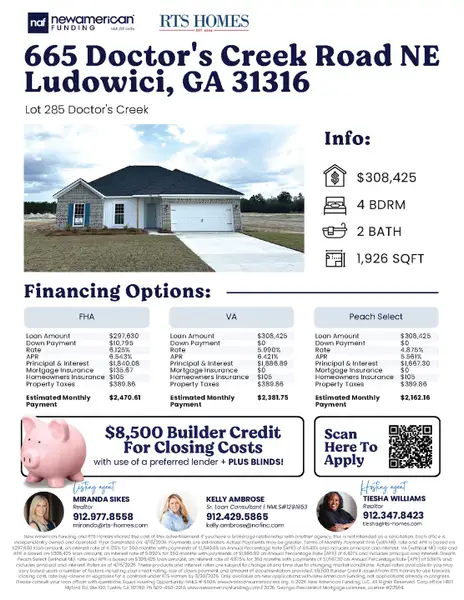 2D floor plan layout of this home in Doctor's Creek, Ludowici, GA (Image 3).