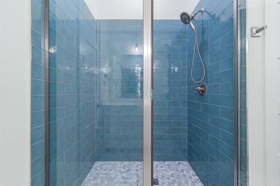 Bathroom with an enclosed shower