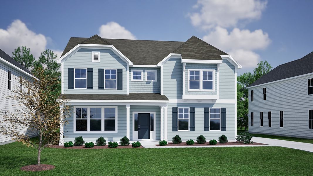 Representative exterior photo of a completed home built from the Yates II - Vanguard Collection by Mungo Homes in Scotts Hill Village, Wilmington, NC (Image 23).