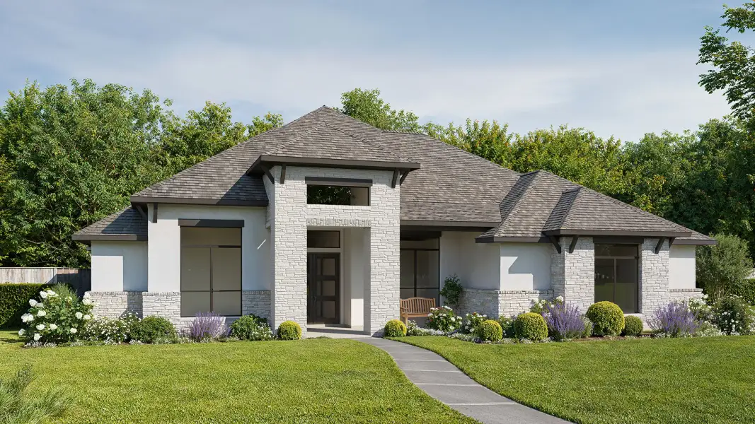 Representative exterior photo of a completed home built from the 3992A by Perry Homes in Megan's Landing, Castroville, TX (Image 11).