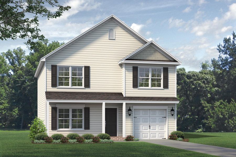 Representative exterior photo of a completed home built from the Vermont by Keystone Homes NC in Brassfield Meadows, Burlington, NC (Image 28). Representative exterior photo of a completed home built from the Vermont by Keystone Homes NC in Brassfield Meadows, Burlington, NC (Image 28).