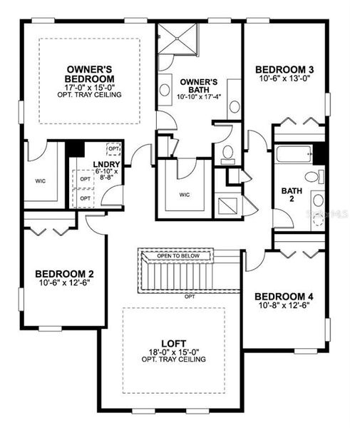 2D floor plan layout of this home in Center Lake on the Park, St. Cloud, FL (Image 4).