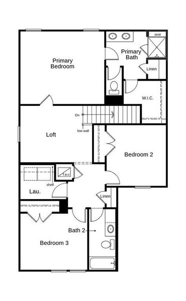 This floor plan features 3 bedrooms, 2 full baths, 1 half bath and over 1,700 square feet of living space.