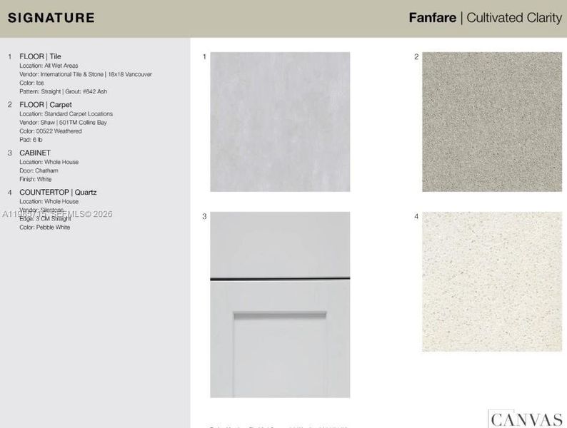 6499 Equinox Lane design selections. Home is currently under construction and selections are subject to change.