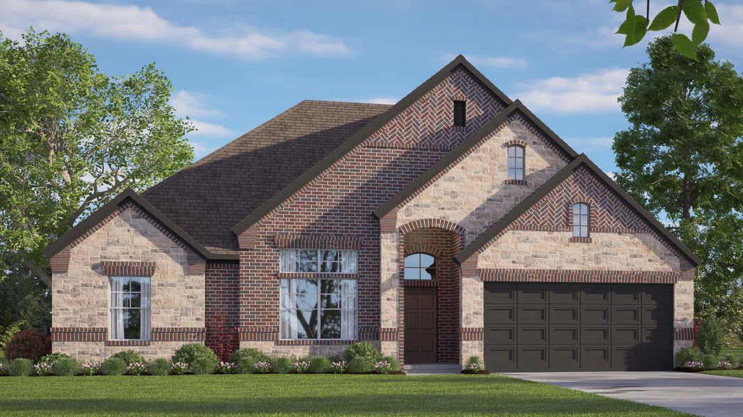 Elevation C with Stone | Concept 2027 at Villages of Walnut Grove in Midlothian, TX by Landsea Homes