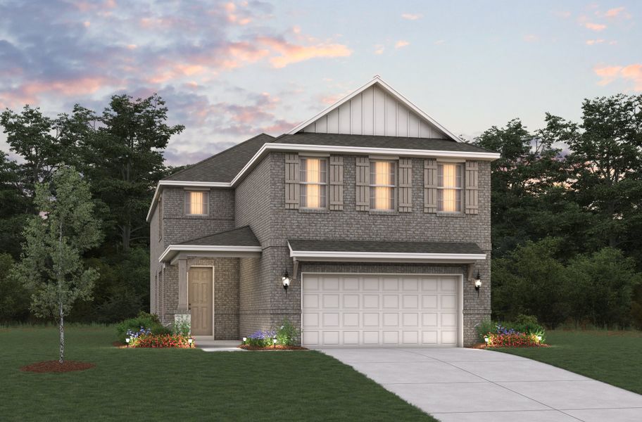 Representative exterior photo of a completed home built from the Bluebell by Beazer Homes in Saratoga: Fields 40', Aubrey, TX (Image 9).