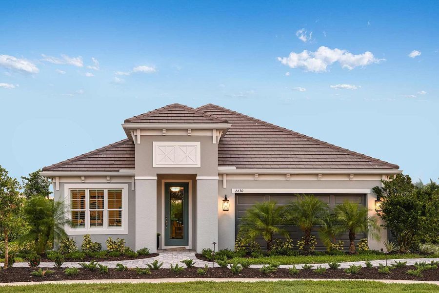 Representative exterior photo of a completed home built from the Applause by Neal Communities in Windward, Sarasota, FL (Image 21). Representative exterior photo of a completed home built from the Applause by Neal Communities in Windward, Sarasota, FL (Image 21).