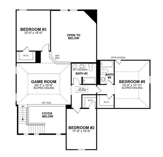 2D floor plan layout of this home in The Oaks on 6th Street, Magnolia, TX (Image 5).