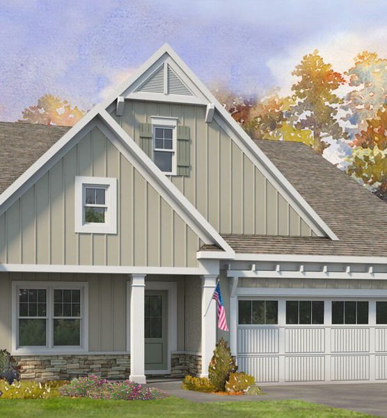 Representative exterior photo of a completed home built from the Madison by American Homesmith in Plantation Harbor Havelock, Land O' Lakes, FL (Image 1).