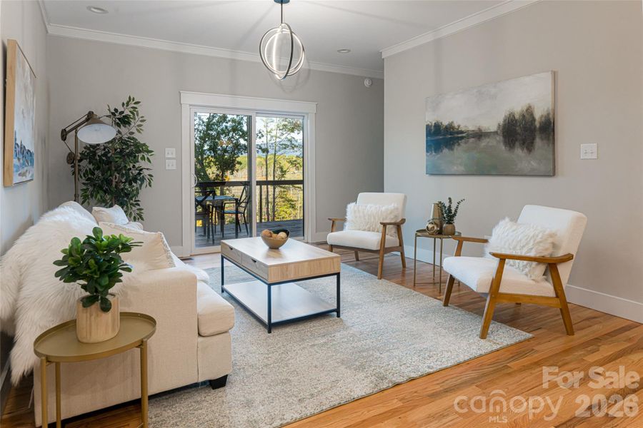 Crown Molding and Gleaming Hardwood Floors