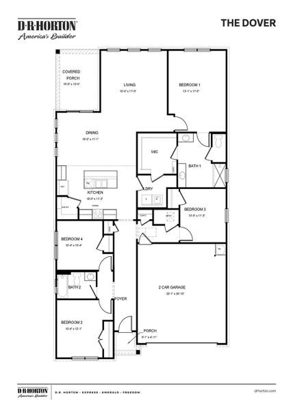 2D floor plan layout of this home in The Orchard, Millington, TN (Image 4).
