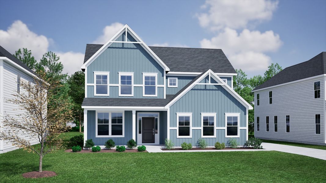 Representative exterior photo of a completed home built from the Peachtree - Vanguard Collection by Mungo Homes in Rogers Spring, Graham, NC (Image 16).