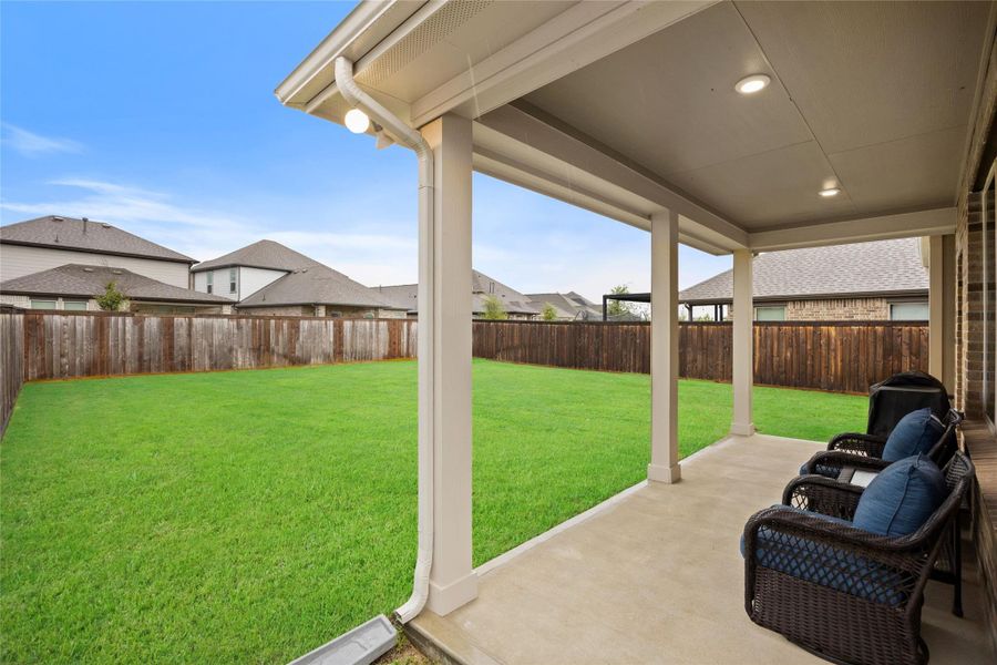 Plenty of room for outdoor furniture creates an ideal space for relaxing or entertaining guests. Plenty of room for outdoor furniture creates an ideal space for relaxing or entertaining guests.