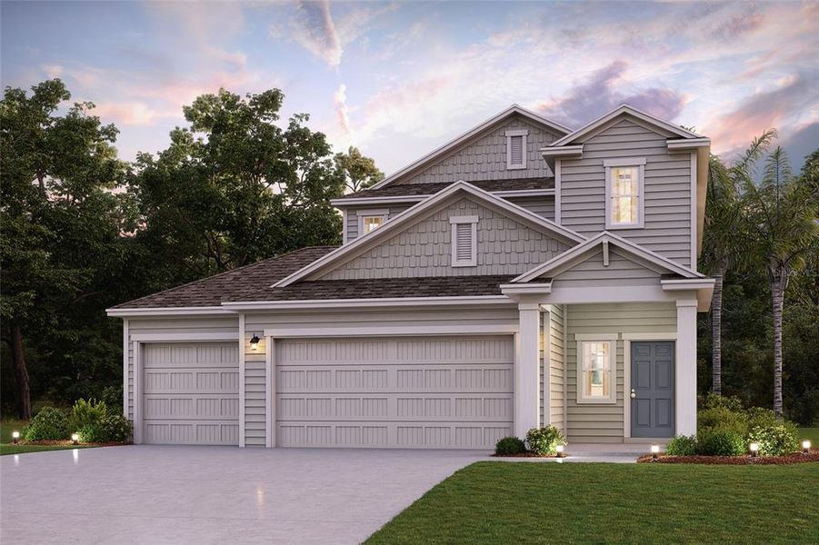 Front exterior of a new home in Seminole Palms, Palm Coast, FL, highlighting curb appeal (Image 31).