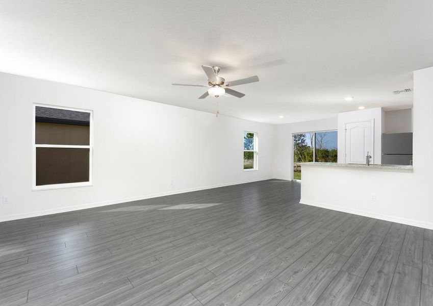 The family room and dining room are filled with natural light!