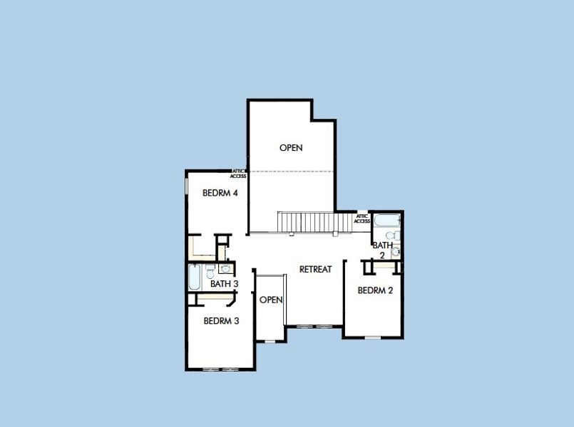 2D floor plan layout for the The Bluebonnet by David Weekley Homes in Two Step Farm 50', Montgomery, TX (Image 5).