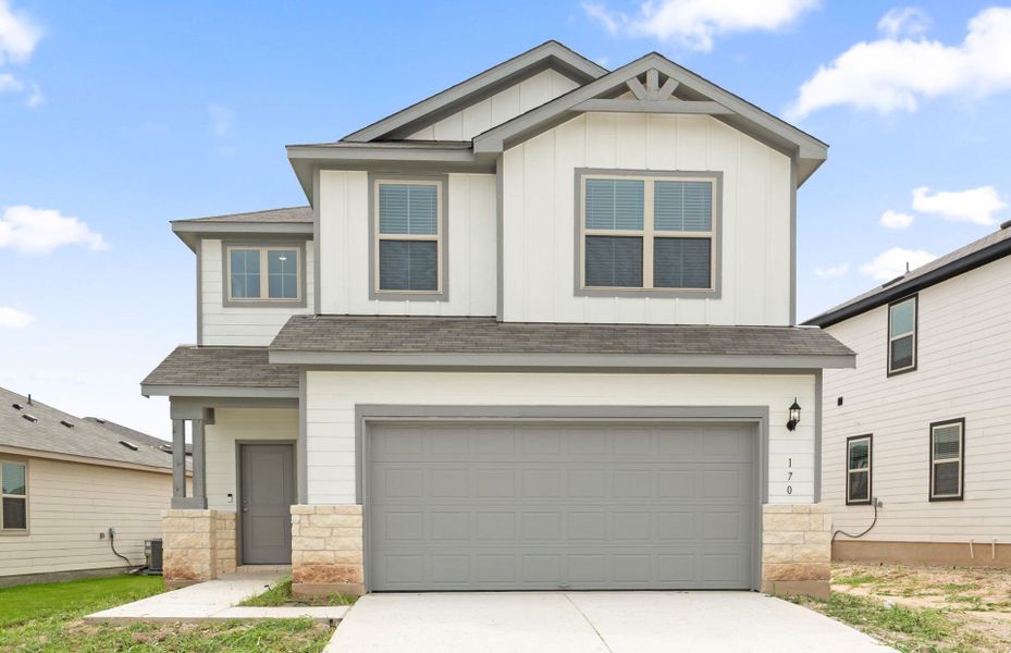 Front exterior of a new home in Sonterra, Jarrell, TX, highlighting curb appeal (Image 22). Front exterior of a new home in Sonterra, Jarrell, TX, highlighting curb appeal (Image 22).