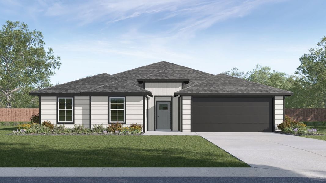 Representative exterior photo of a completed home built from the The Irving by D.R. Horton in Hartland Ranch, Lockhart, TX (Image 24). Representative exterior photo of a completed home built from the The Irving by D.R. Horton in Hartland Ranch, Lockhart, TX (Image 24).