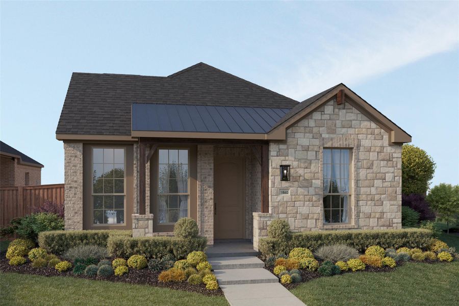 View of front of home with a standing seam roof, stone siding, metal roof, and a shingled roof View of front of home with a standing seam roof, stone siding, metal roof, and a shingled roof