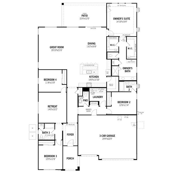 2D floor plan layout of this home in Landmarke, San Tan Valley, AZ (Image 3). 2D floor plan layout of this home in Landmarke, San Tan Valley, AZ (Image 3).