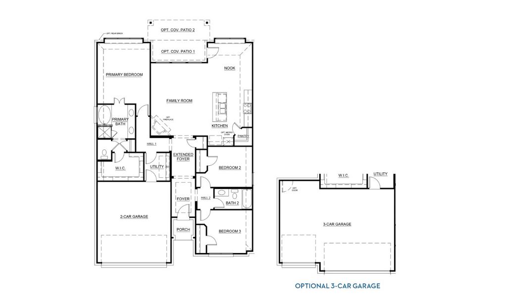 2D floor plan layout for the Concept 1660 by Landsea Homes in Chisholm Hills, Cleburne, TX (Image 5).