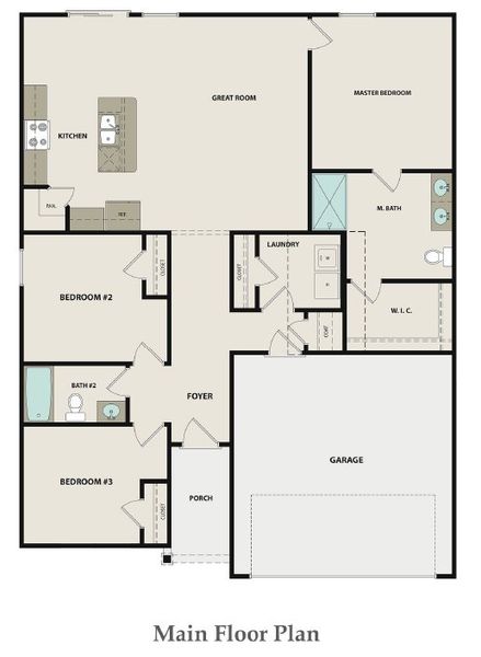 2D floor plan layout of this home in Forts Ridge, Pelion, SC (Image 4).