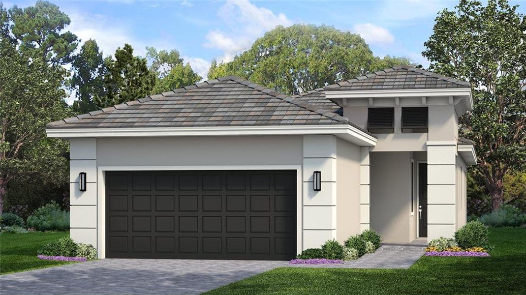 Front exterior of a new home in Cresswind Lakewood Ranch, Lakewood Ranch, FL, highlighting curb appeal (Image 2). Front exterior of a new home in Cresswind Lakewood Ranch, Lakewood Ranch, FL, highlighting curb appeal (Image 2).