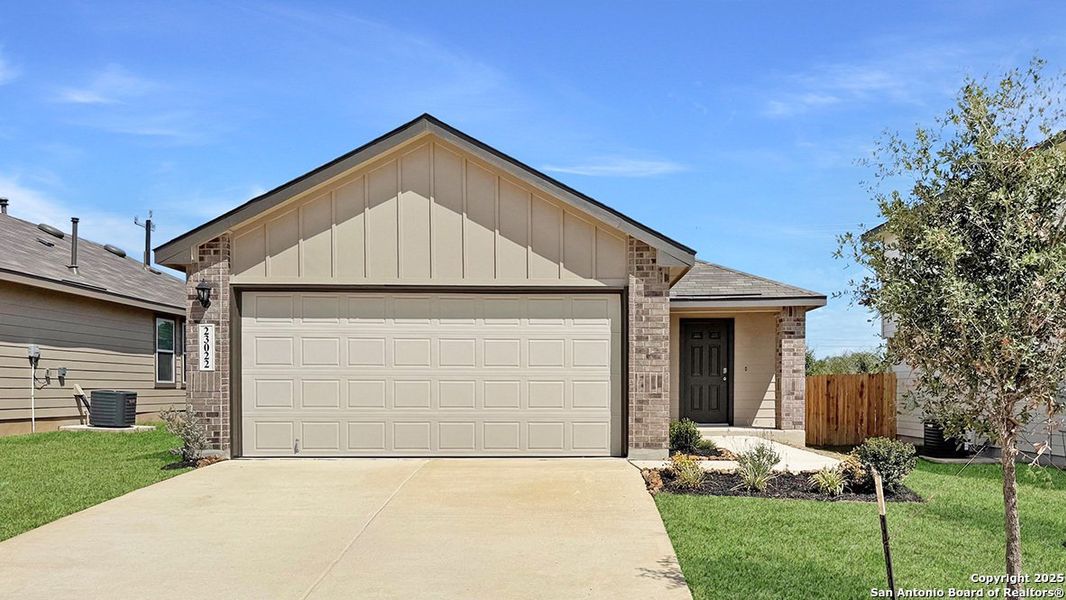 Front exterior of a new home in Langdon, San Antonio, TX, highlighting curb appeal (Image 21). Front exterior of a new home in Langdon, San Antonio, TX, highlighting curb appeal (Image 21).