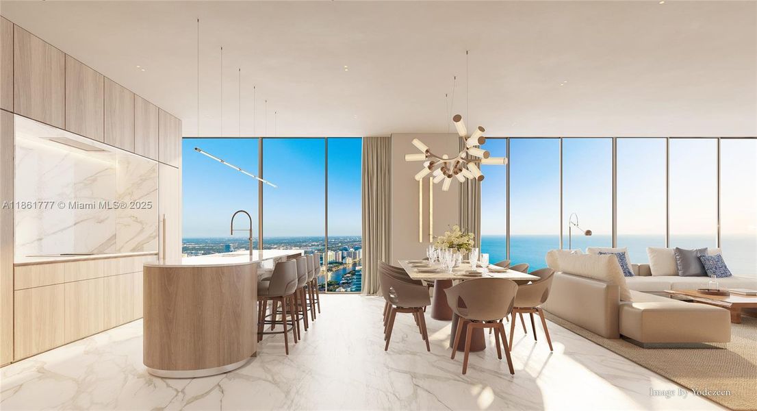 Furnished interior view inside a new home in , Sunny Isles Beach (Image 10). Furnished interior view inside a new home in , Sunny Isles Beach (Image 10).