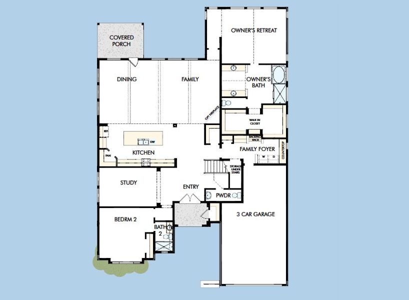 2D floor plan layout for the The Layton by David Weekley Homes in Prairieland Village 60' Homesites, Cypress, TX (Image 3).