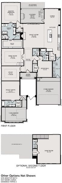2D floor plan layout for the Varese by Sitterle Homes in Comanche Trace, Kerrville, TX (Image 3).
