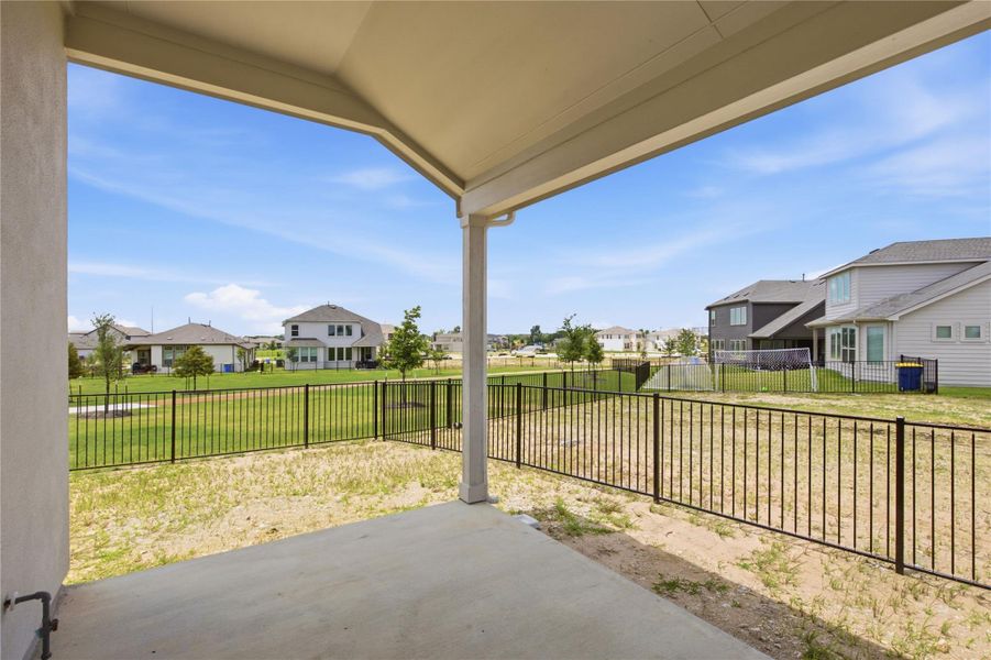 Exterior details and patio area of a home in Preserve at Lakeside Meadows, Pflugerville (Image 24).