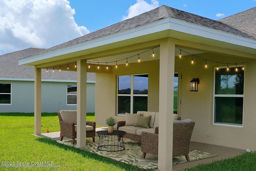Exterior details and patio area of a home in St. John's Preserve, Palm Bay (Image 2). Exterior details and patio area of a home in St. John's Preserve, Palm Bay (Image 2).